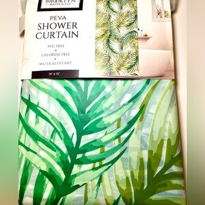 Tropical Leaves Peva Shower Curtain Shades of Green Palm Fronds